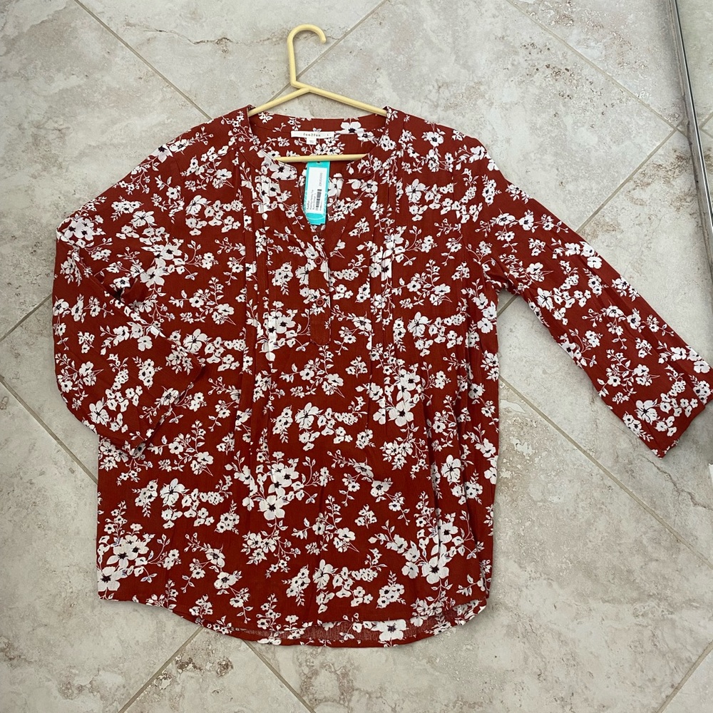 Fun2Fun Rust Henley Top